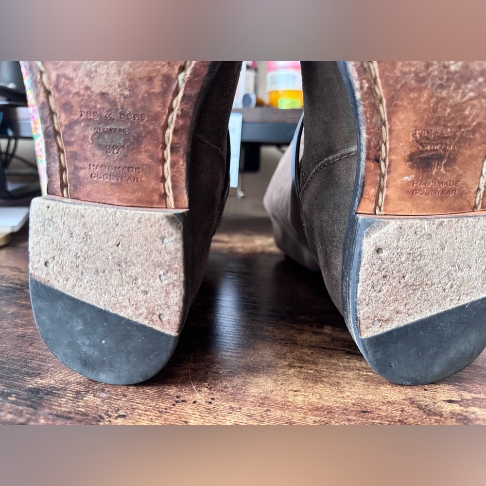 rag & bone brown Suede Moto Boots - Handmade Goodyear Welt - Sz 38 - Picture 3 of 11